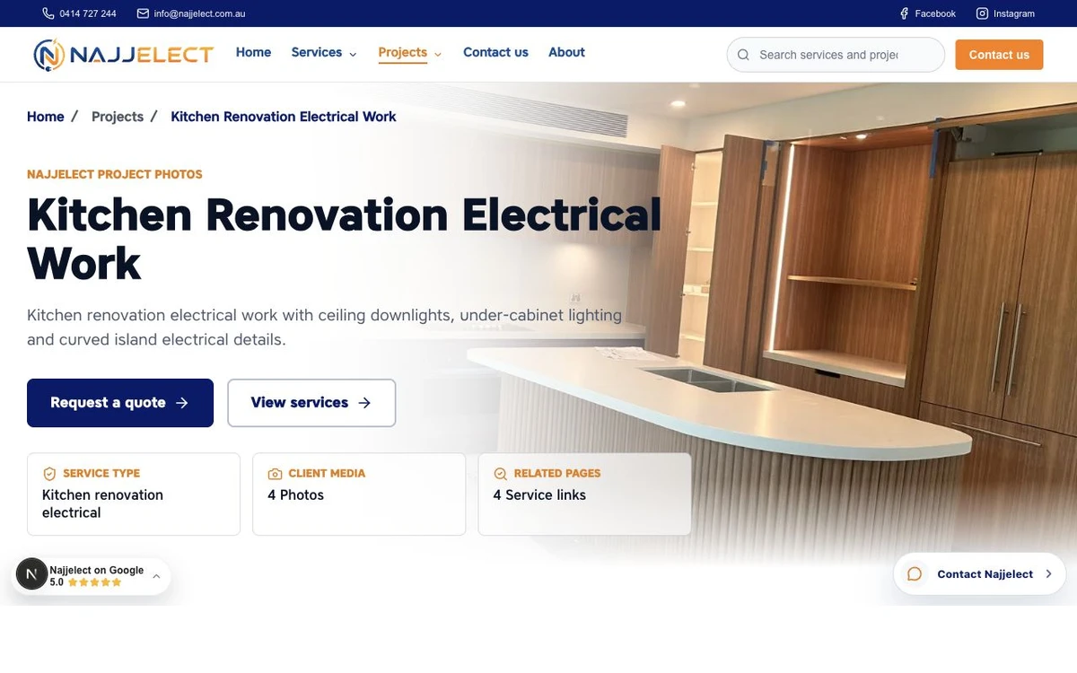 Najjelect kitchen renovation electrical project page preview